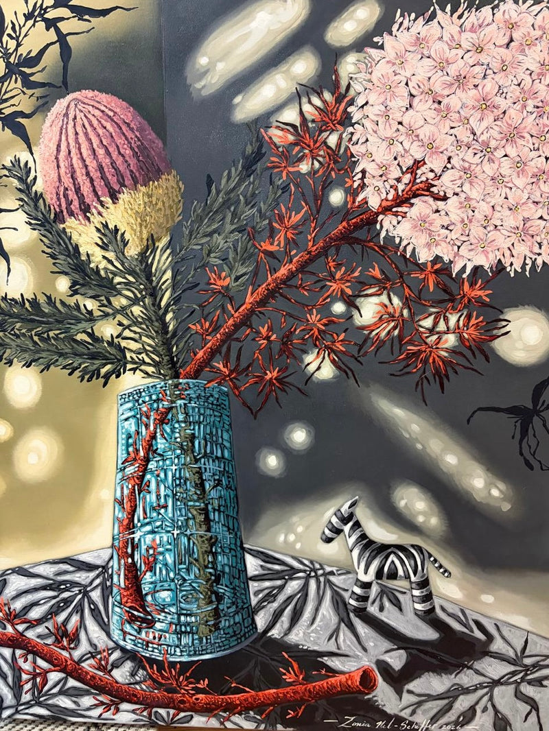 Still life with flowers and Zebra